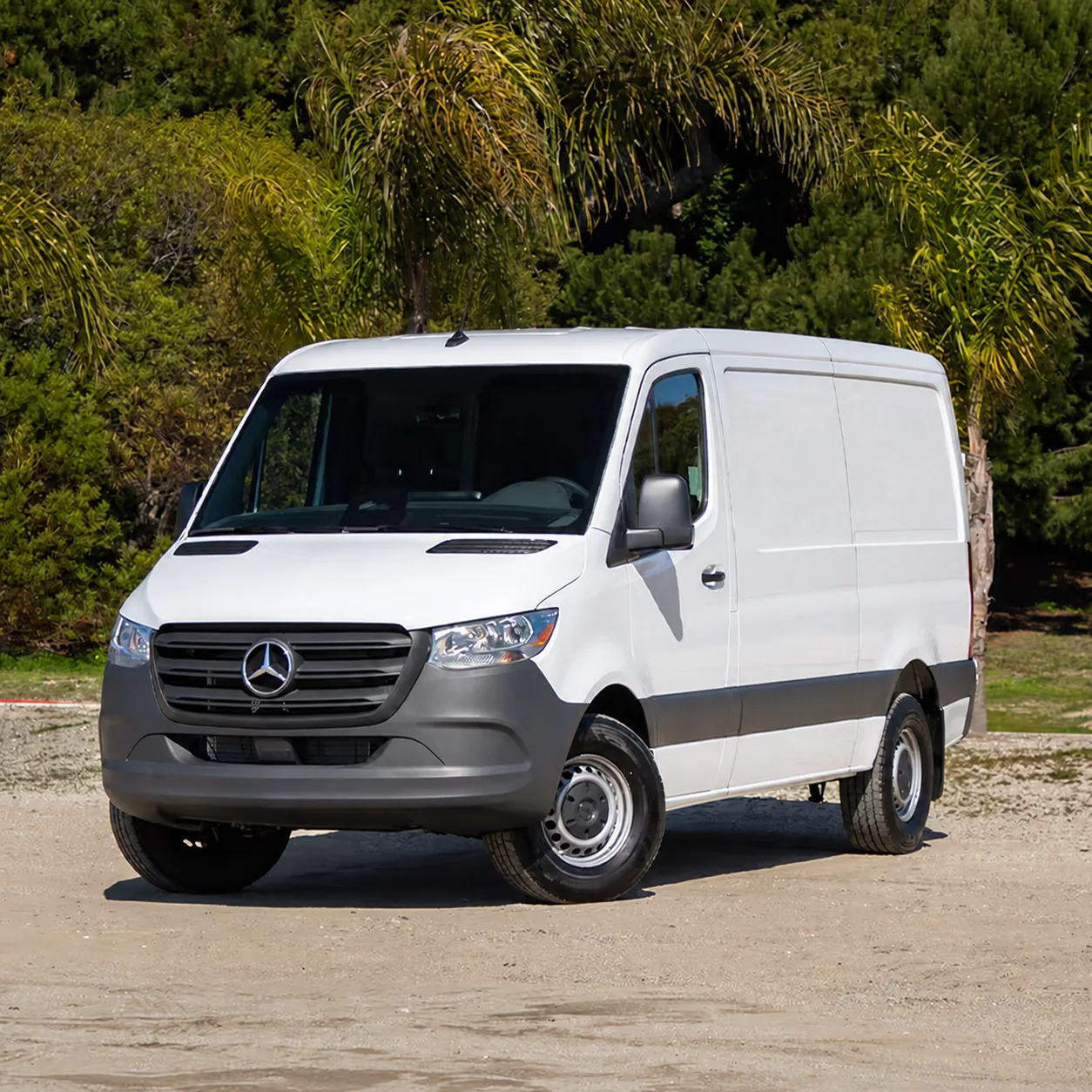White Mercedes-Benz commercial cargo van